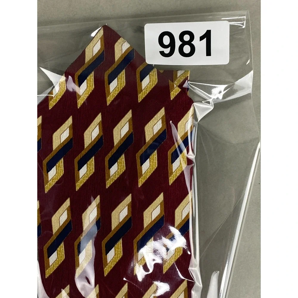 Henry Grethel Mens Tie Silk Burgundy Geometric Abstract Artsy Career 56.5x4